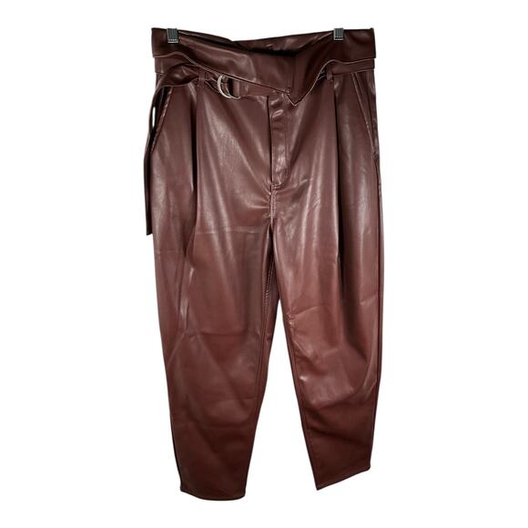 Open Edit Brown Faux Leather Pants Size M New Without Tag Soft Lined Trousers - Picture 3 of 12